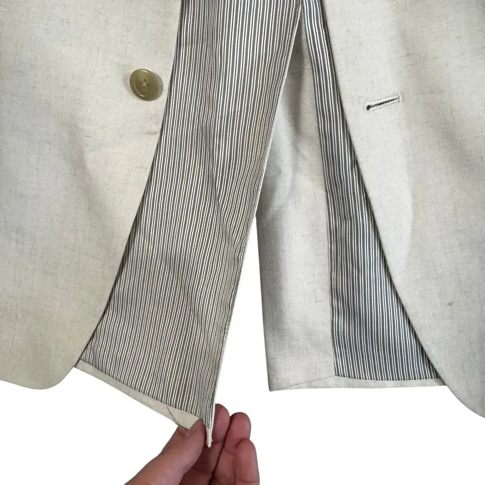 Michael Kors Mens Linen Blend Sport Coat Oatmeal 2 Button Classic Fit Blazer 44L